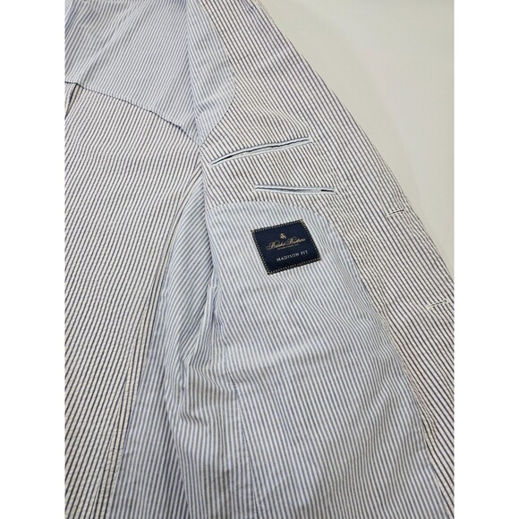 BROOKS BROTHERS Men's 48 Regular Madison Fit Stripe Seersucker Suit Coat Blazer - Picture 8 of 12